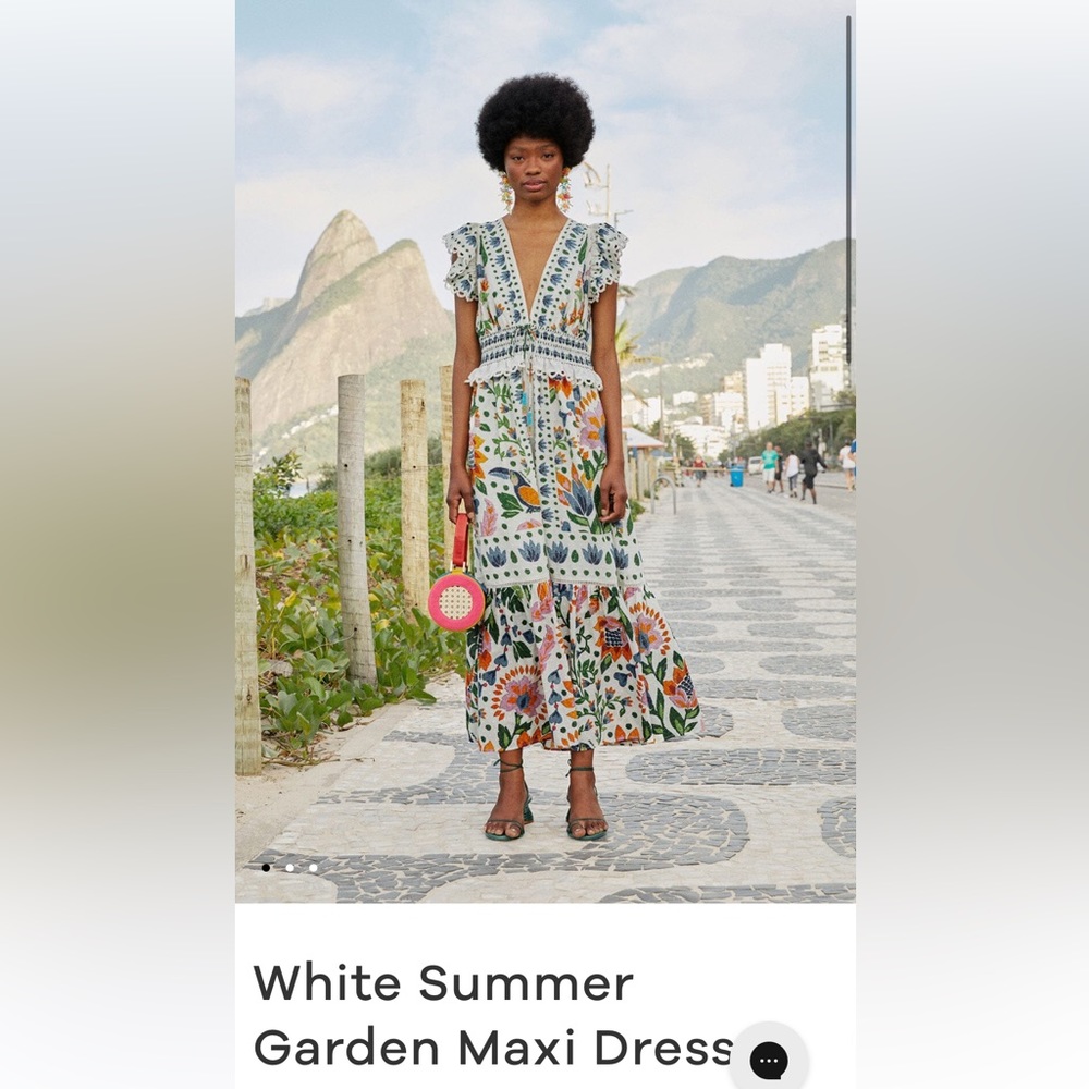 Farm Rio White Summer Garden maxi dress